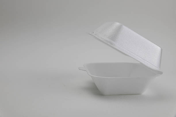 White Disposable Food Container Made Of Lightweight Foam, Closed And Isolated On A Clean White Background, Suitable For Takeaway Meals, Delivery Services, Street Food, And Fast-Food Packaging Concepts.