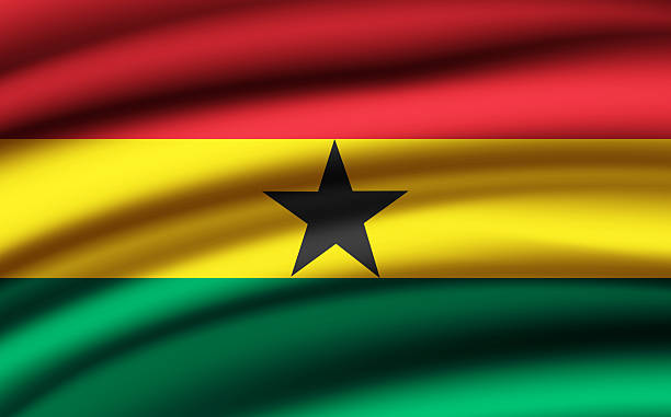 Ghanaian flag waving background.