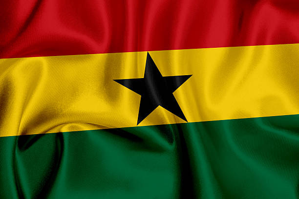 Ghanaian flag waving background.