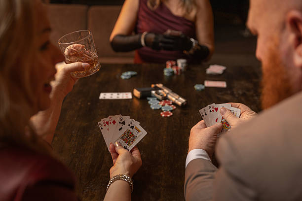 Focus on the poker table and cards