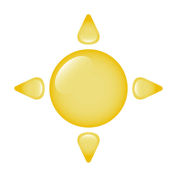 istock An icon of a large, cartoon sun with a glare and four triangular rays on a transparent background. Logo, sun sticker. 2252984586