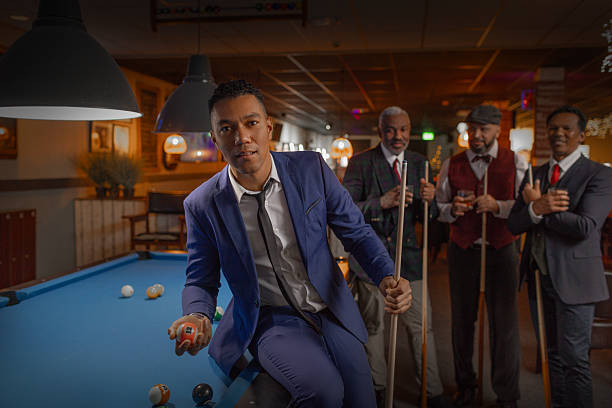 Close Up Shoot Billiard balls on billiard table