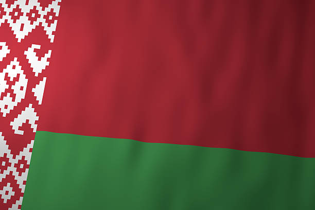 The national flag of Belarus featuring a red and green horizontal design with a traditional white ornamental pattern on the hoist side. The image represents Belarusian culture, national identity, and state symbolism.