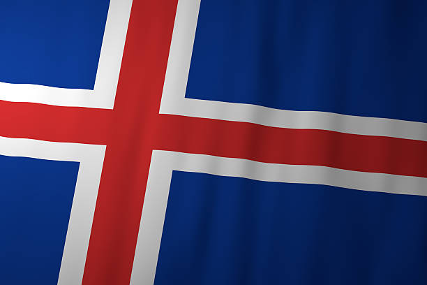The national flag of Iceland featuring a red Nordic cross outlined in white on a blue field. The image represents Iceland, national identity, and Nordic cultural symbolism.