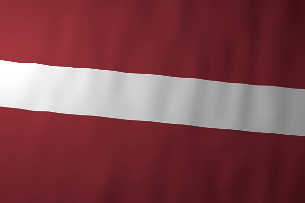The national flag of Latvia featuring a white horizontal stripe between two dark red bands. The image represents Latvia, national identity, and Baltic cultural symbolism.