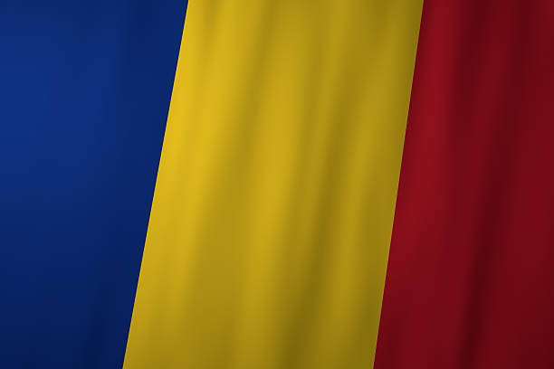 The national flag of Romania featuring vertical blue, yellow, and red stripes. This classic tricolor design represents Romanian history, unity, and national identity in Eastern Europe.