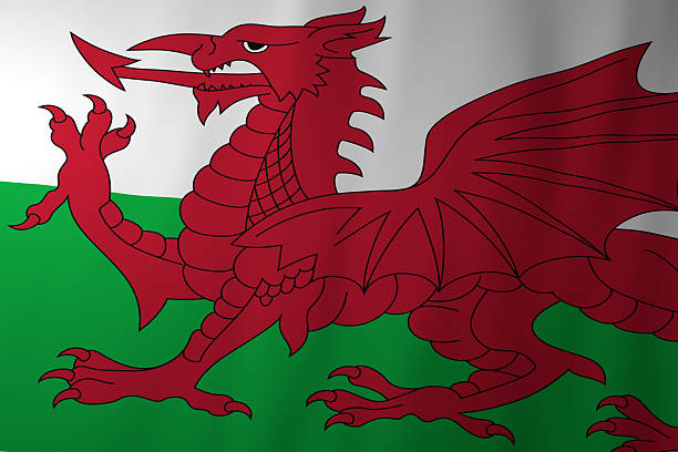 Machynlleth, Powys, Wales, United Kingdom. A red dragon, the national symbol of Wales.
