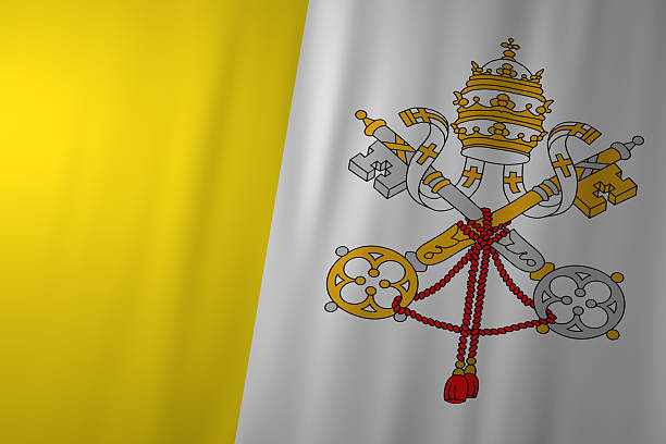 Hand holding flag of Vatican City. Isolated 3d Rendering.