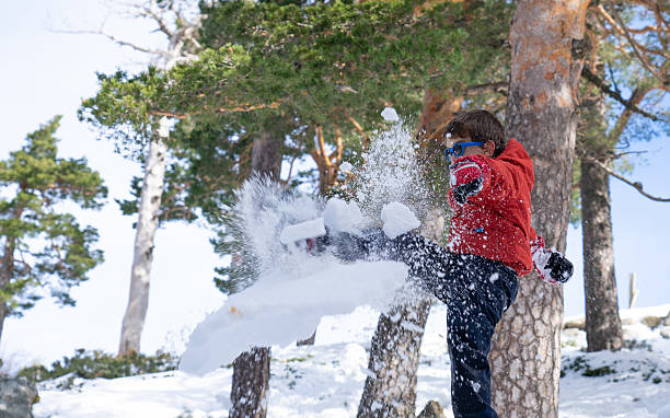 istock Child kicking a pile of fresh snow in a snowy forest 2252995604