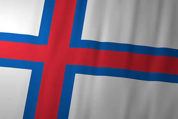 The national flag of the Faroe Islands featuring a red Nordic cross outlined in blue on a white field. This image represents the country’s identity, heritage, and Scandinavian roots.