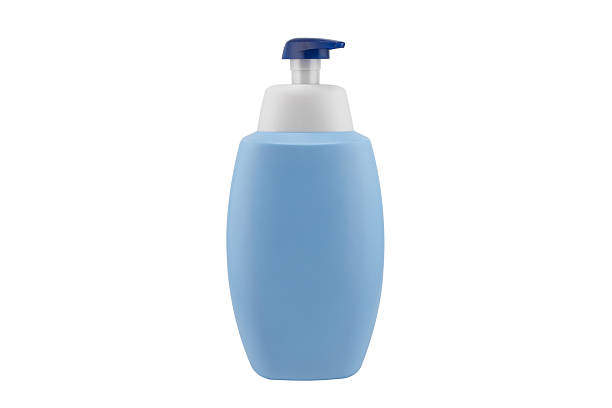 istock Plastic blank bottle isolated on black background. Plastic cosmetic bottle isolated with clipping path. Empty space for text 2253009171