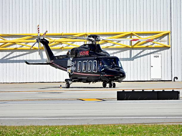 Ft. Lauderdale, Broward County, Florida, USA, December 19, 2025.  A Bell helicopter (17 seats / 2 engines) N50HR Seminole Hard Rock waiting to take off from the Ft. Lauderdale-Hollywood Airport.