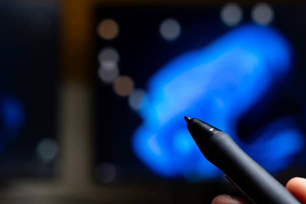 Graphic design digitized pen on tablet background. High resolution photo. Full depth of field.
