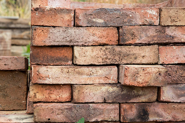 stacked handmade bricks background