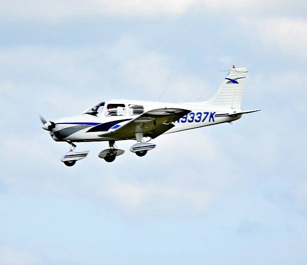 Pompano Beach, Broward County, Florida, USA, December 19, 2025. A Piper fixed wing single engine (4 seats / 1 engine) N9337K arriving at the Pompano Beach Air Park.