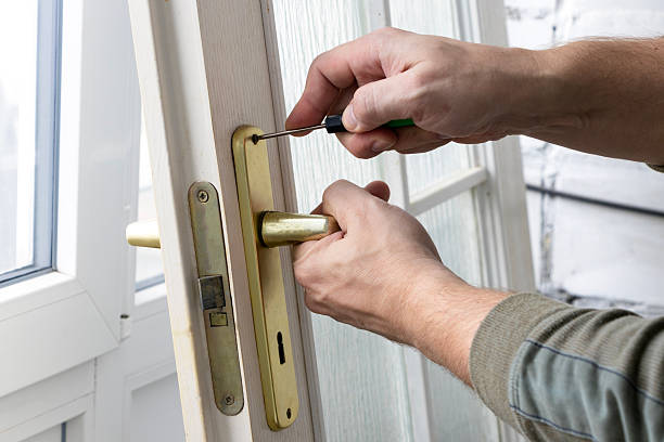 istock Door lock and door handle repair. 2253028478
