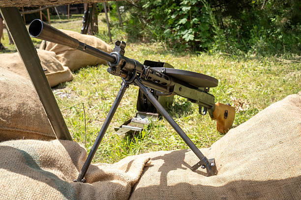 istock World War II Soviet DP-27 machine gun with round magazine outdoors 2253030763