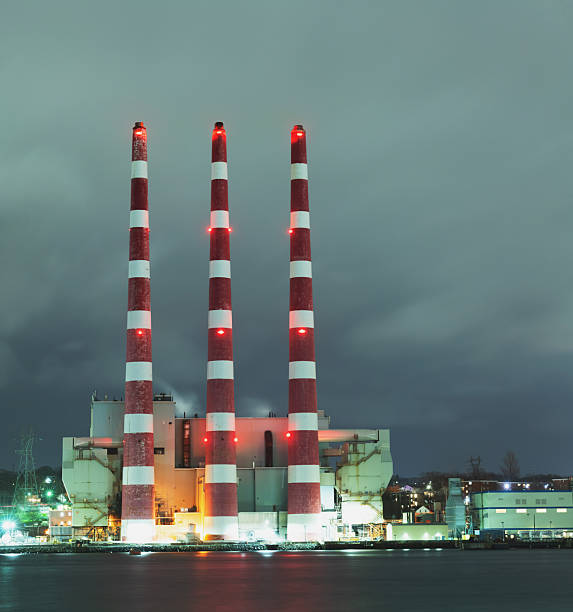 A natural gas power station at night.