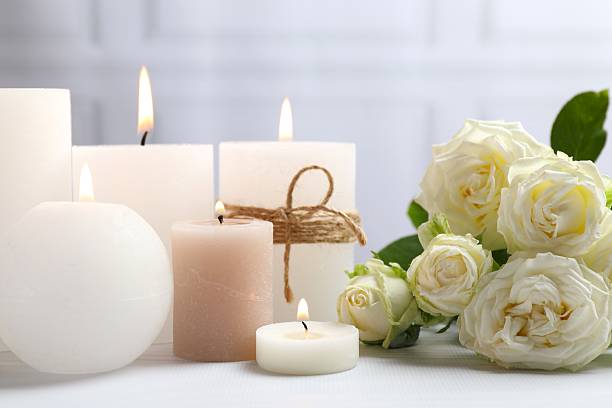 istock Beautiful composition with candles on the table 2253032177