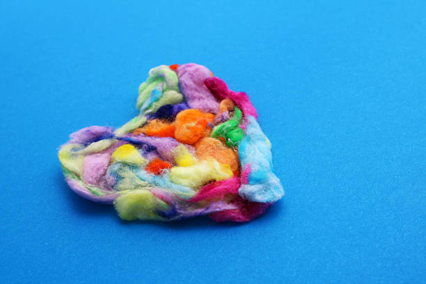 Heart made with colorful cotton