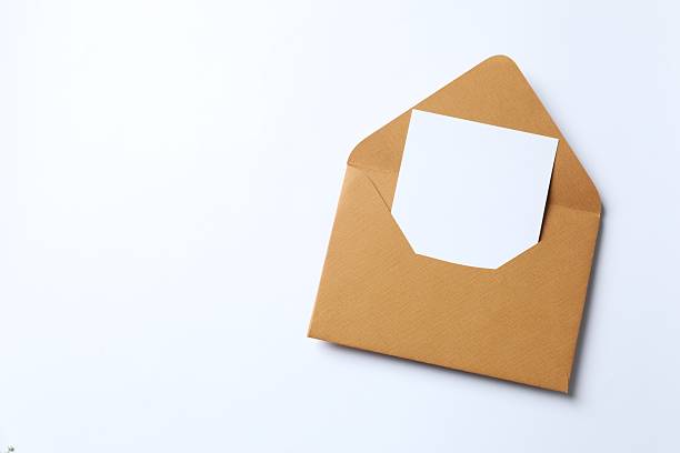 istock Top view photo with paper envelope on white background with empty space 2253033669