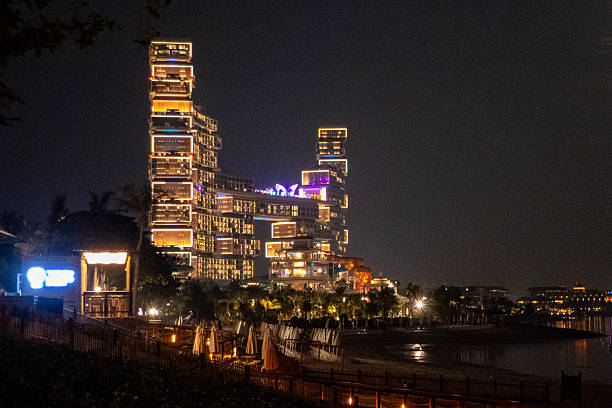 The Palm Jumeirah is a manmade island with several luxury hotels and villas on it.