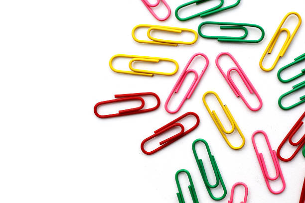 istock Colorful paper clips, Top view with copy space 2253037930