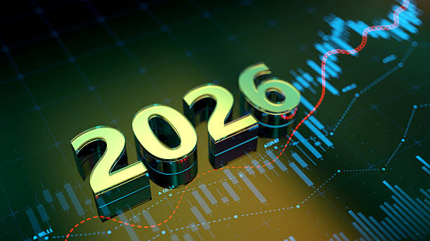 istock 2026 numbers sign on digital display background. Business data. E-commerce. 2253044627