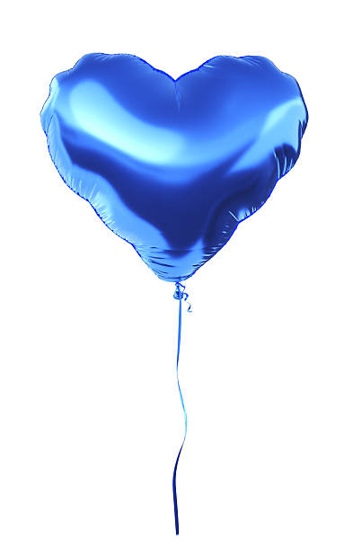 3d render Shiny Blue foil balloon in the shape of a Heart, photographed against a clean white background. Ideal for birthday, holiday, or event designs. Clipping path