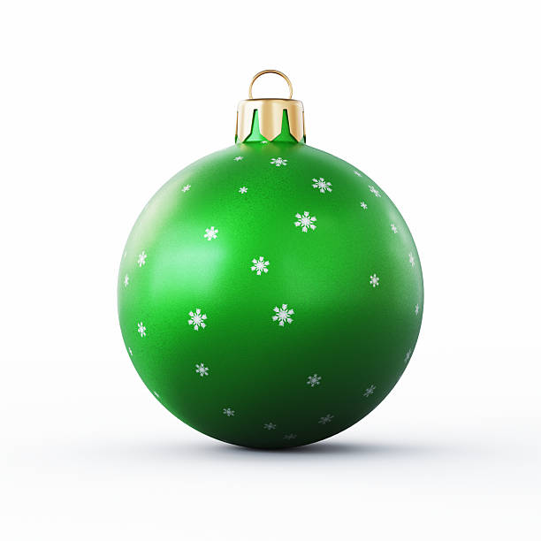 Green And White Textured Christmas Ball Isolated On White Background