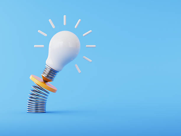 istock White Light bulb Balancing on Metal Spring. Success Concept. 3D Illustration. 2253049726
