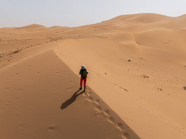 istock Backpacking woman hiking  in the desert 2253054177