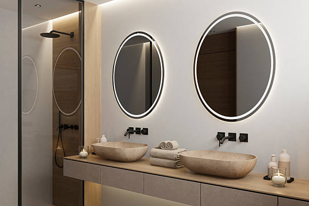 istock Minimalist Bathroom with Scandinavian Japandi Spa Aesthetic 2253054193