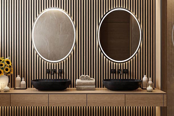 istock Japandi Spa Bathroom Interior with Pine Wood and Beige Natural Stone Spa Elements Day Scene 2253054351