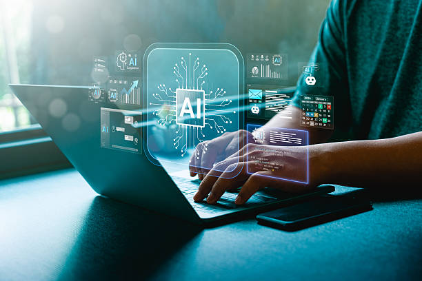 istock Artificial intelligence innovation in digital business with businessman using smart stylus and tablet to interact with virtual AI interface for data analysis, automation, predictive insight technology 2253057721