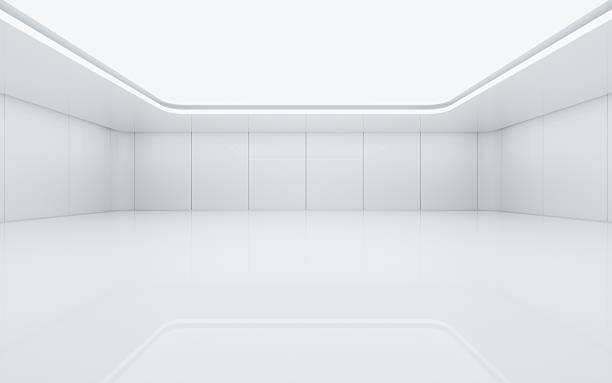 istock Empty ground in the white futuristic building, 3d rendering. 2253059460
