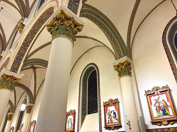 Santa Fe, NM: Corinthian columns and Saints in Francis Cathedral.