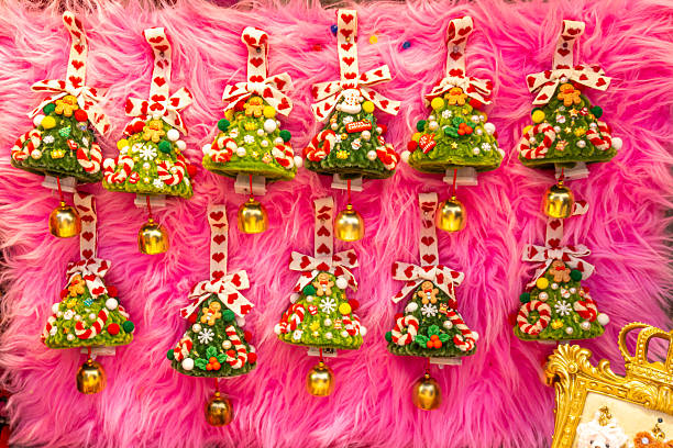 istock Handmade Christmas tree bells on a Christmas market, close up, selective focus 2253061644