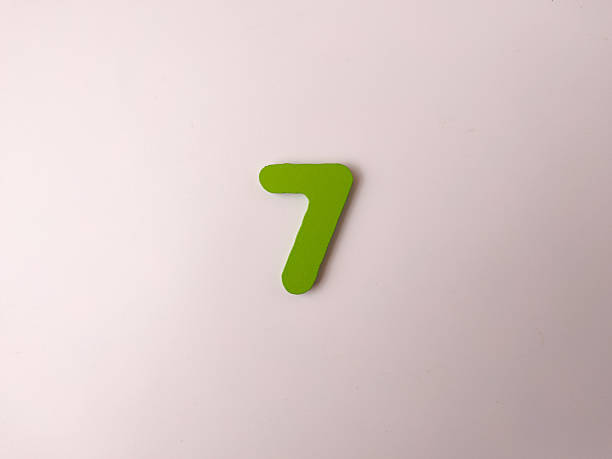 Top View White Number 7 Post It Note Paper On Red Background. With Natural Shadow