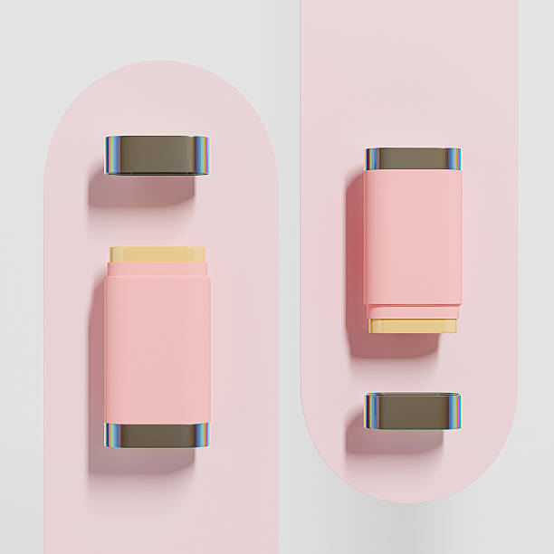 istock Sunscreen Stick packaging with holographic enclose cap, plastic Cosmetic foundation Stick mockup, oval shape twist up solid cream stick packaging, Rotating Push up Deodorant Tube container 2253065264