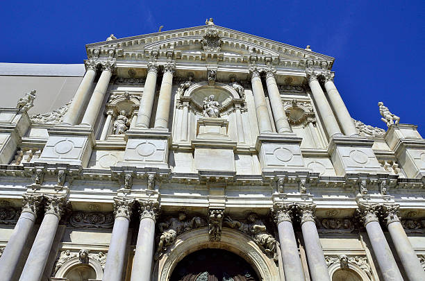 The facade of the Church of Santa Maria di Nazareth, better known as Church of the Scalzi in Venice, Italy
