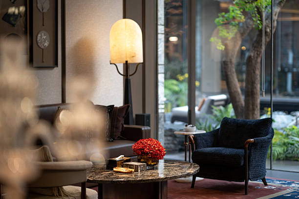 istock Cozy armchairs in elegant lounge 2253069541