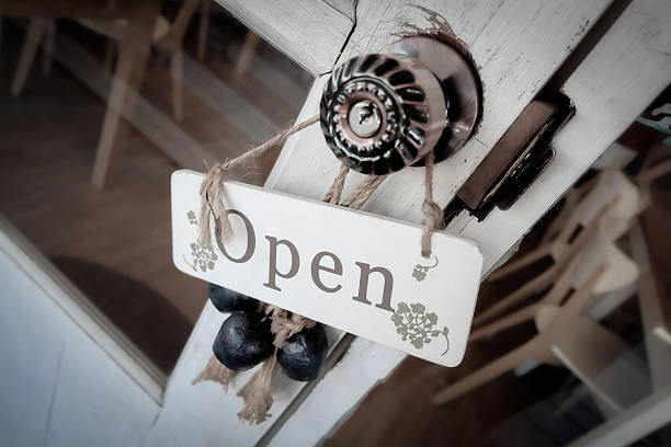istock open sign hanging on the door. 2253069552