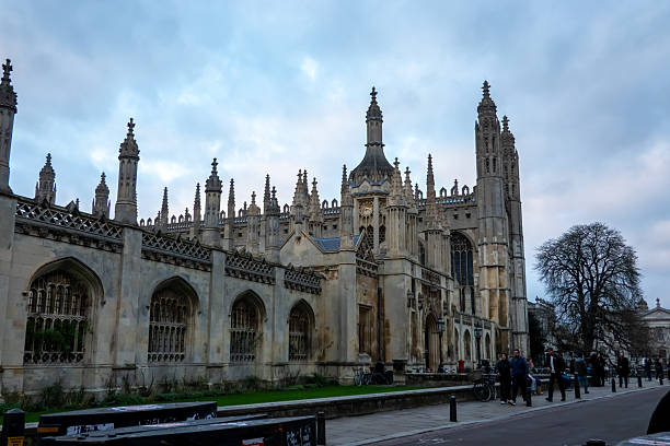 Cambridge, UK - November 28, 2025: King's College Chapel in Kings Parade,Cambridge, UK in winter
