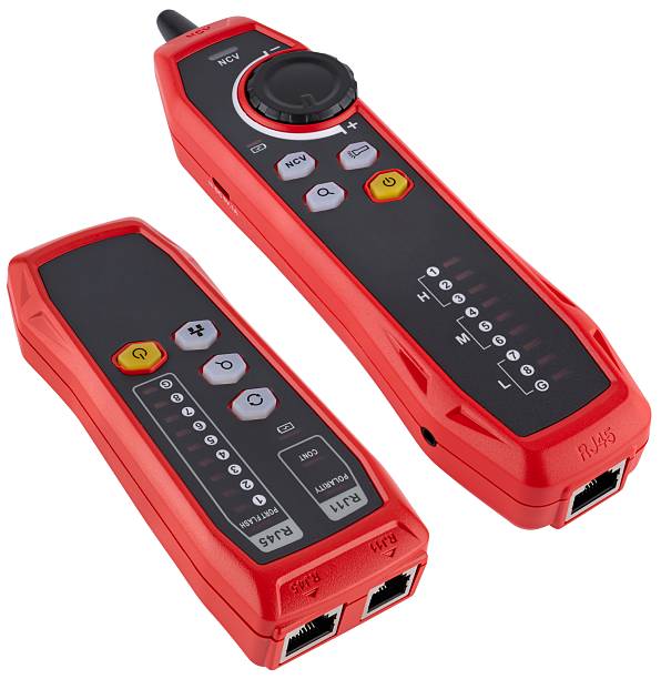 istock Universal LAN cable tester with test buttons and scan mode. On a white background 2253075777