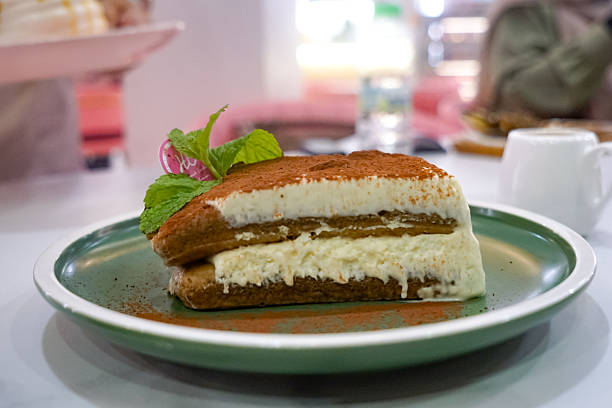 Plate of Tiramisu on chroma green