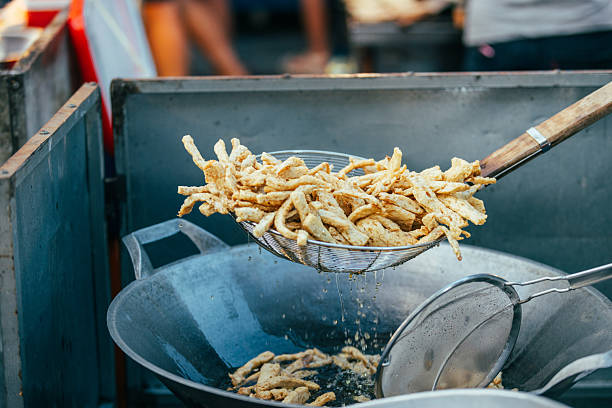 Crispy fish snack cooked in deep fried.
