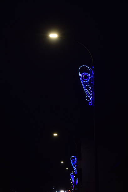 istock Christmas lights, blue Christmas ornaments 2253082481