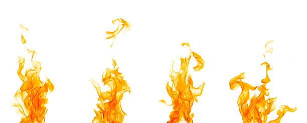istock Realistic orange fire flames isolated on white background, showing dynamic burning motion and heat energy, ideal for graphic design, advertising, visual effects, and emergency safety concepts. 2253083492