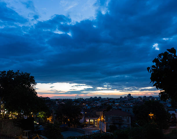 istock Sunset and dramatic sky in the city 2253086585